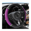 Picture of Osilly Bling Car Steering Wheel Cover, 15 Inch Rhinestones Soft Leather Elastic Steering Wheel Protector, Sparkly Crystal Diamond for Women Girls, Car Interior Accessories for Most Cars (Purple)