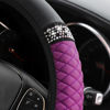 Picture of Osilly Bling Car Steering Wheel Cover, 15 Inch Rhinestones Soft Leather Elastic Steering Wheel Protector, Sparkly Crystal Diamond for Women Girls, Car Interior Accessories for Most Cars (Purple)