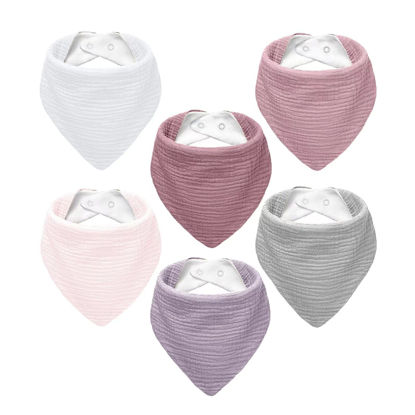 Picture of NISXABEBE Muslin Baby Bibs,6 Pack, Baby Bandana Drool Bibs 100% Cotton for Baby Boy Girl,Solid Colors Bib for Drooling Teething (Baby Girl)