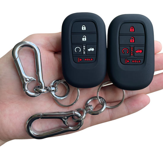 Picture of TANDRIVE Key Fob Cover for (5 Buttons) Honda 2022 2023 2024 2025 Civic Accord HR-V Pilot CR-V, Silicone, 2-Pack, Black and Black