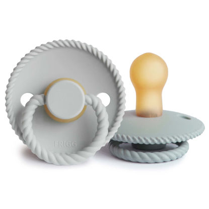 Picture of FRIGG Rope Natural Rubber Baby Pacifier | Made in Denmark | BPA-Free (Silver Gray/French Gray, 0-6 Months)