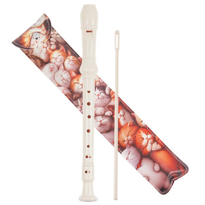 Picture of Haecsfl Recorder Instrument for Beginner Kids Adults,8-Hole Soprano Descant Recorder Music Flute with with Cleaning Rod & Leather Case For School Student Home Entertainment(2-Dense Cat)