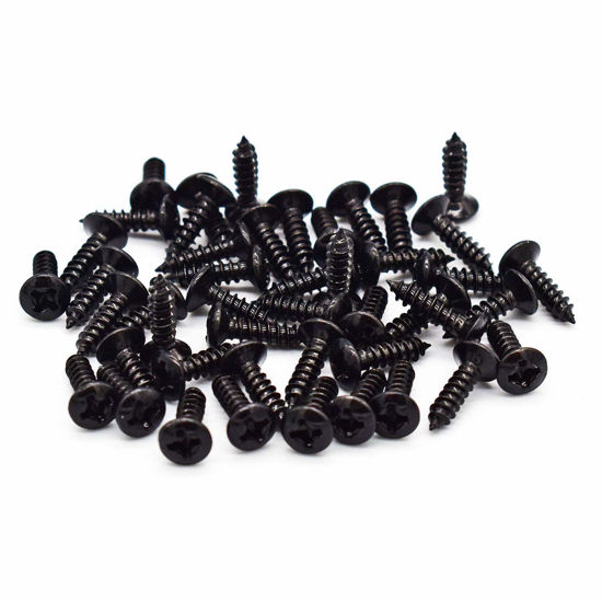 Picture of Vencetmat 100Pack #4 x 1/2 Stainless Steel Guitar & Bass Pickguard Screws Phillips for Fender Guitars Black