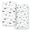Picture of Stretch Ultra Soft Jersey Knit Fitted Crib Sheets Set 2 Pack, Fits All Standard Crib Mattress Pads Safe and Snug, Crib Fitted Sheet for Baby, Pretty Swan/Watercolor Dandelion for Baby