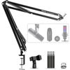 Picture of Microphone Boom Arm Desk Mount for Wave/Blue Yeti/Hyperx Quadcast/SM7B/SM58/MV7, Upgraded Metal Stable Heavy Duty Adjustable Scissor Desk Microphone Stand with Handheld Mic Clip, 3/8" to 5/8" Adapter