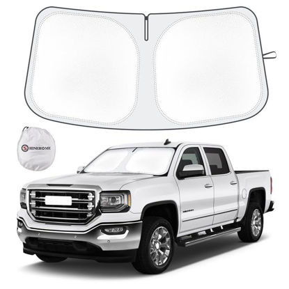 Picture of Car Windshield Sun Shade Compatible with 2024 2023 2022 2021 2020 2019 GMC Sierra 1500 2500 3500 SLT, AT4, Denali Accessories Foldable Sunshade Truck Custom Windshield Sun Visor