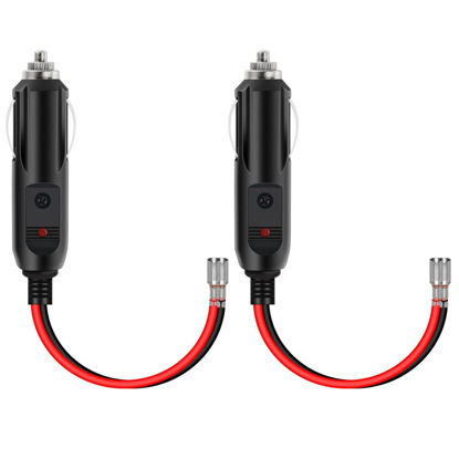 Picture of Nilight 10028W 2 Pack Cigarette Lighter Male Plug with Leads 10Amp Fuse with LED Light Car Replacement Cigar Male Socket Plug Extension Cable