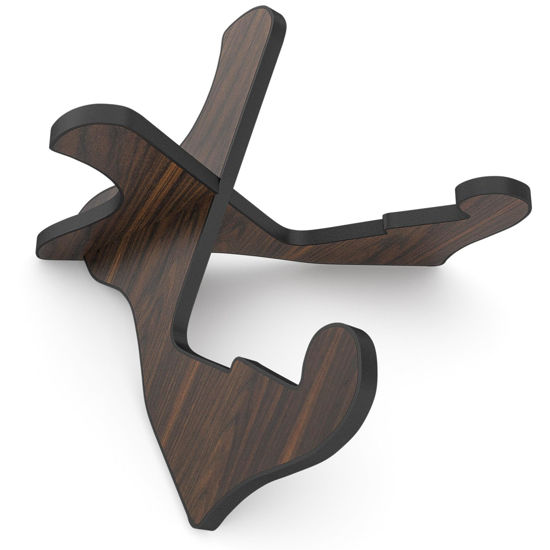 Picture of LALAOKS Guitar Stand Wooden Guitar Stand Portable Folding Instrument Holder for Acoustic Classic Electric Bass Guitar (Black walnut)