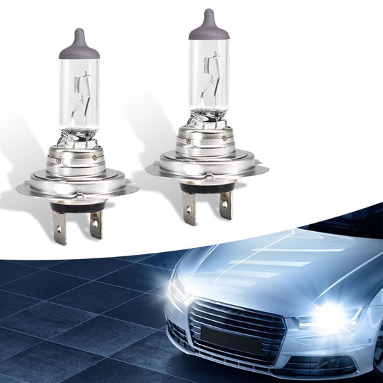 Picture of gunhunt 2 PCS Car H7-55W Halogen Bulb, 12V Quartz Lamp Ultra-bright Beam Low/High Beam Fog Light Replacement, All-in-one Plug and Play Bulb, Universal Lighting Accessories for Cars (White)