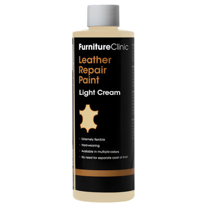 Picture of Furniture Clinic Leather Repair Paint | 2-in-1 Seal and Color | Use on Scratches, Tears, and Holes in Car Seats, Furniture | Quick and Easy Leather Repair Kit for Furniture (Light Cream, 1.7oz)