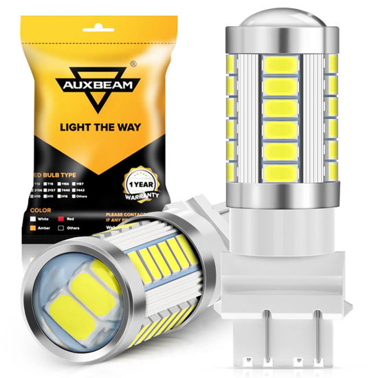 Picture of Auxbeam T25 3156 3157 LED Bulbs, 6500K White, Super Bright 4114 3057 4157 3457 4057 LED Backup Reverse Lights for Cars Trucks Motorcycles, 3030-SMD 12V, Pack of 2