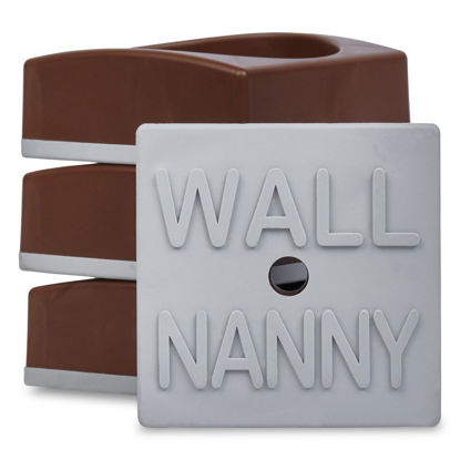 Picture of Wall Nanny Mini (4 Pack - Made in USA) Smallest Low-Profile Wall Protector for Baby Gates - Perfect in Doorways - Best Saver Cups Guard Trim & Paint for Child Dog Pet & Safety Pressure Gate (Brown)