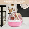 Picture of CHICVITA Pink Baskets for Gifts Empty, Small Woven Basket for Storage, Baby Gift Basket for Diapers, Storage Basket for Dogs, Cats, Cotton Rope Basket for Decor, 12"x 8"x 5"