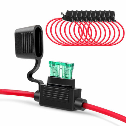 Picture of Nilight 10 Pack NI-FH01 Inline Holder 14AWG Wiring Harness ATC/ATO 30AMP Blade Automotive Fuse Holder-10, 2 Years Warranty