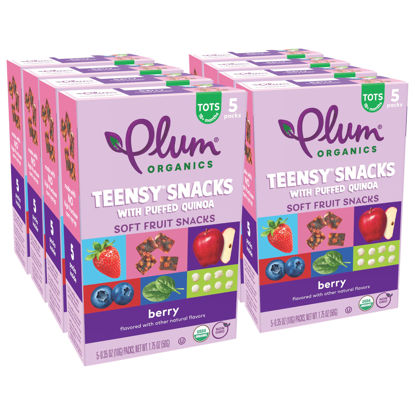 Picture of Plum Organics Teensy Snacks Soft Fruit Snacks - Berry with Puffed Quinoa - 0.35 oz Bags (Pack of 40) - Organic Toddler Food Fruit Snacks