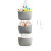 Picture of TeoKJ Over the Door Organizer, 3-Tier Woven Cotton Hanging Kitchen Baskets Storage Organizer Bag with Hooks Wall-Mounted Decorative Rope Baskets - Gray