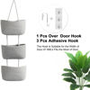 Picture of TeoKJ Over the Door Organizer, 3-Tier Woven Cotton Hanging Kitchen Baskets Storage Organizer Bag with Hooks Wall-Mounted Decorative Rope Baskets - Gray