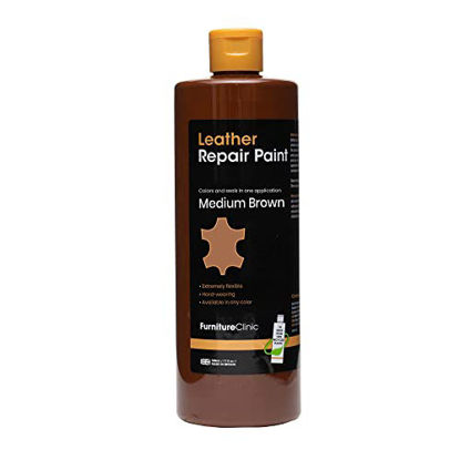 Picture of Furniture Clinic Leather Repair Paint & Dye | Self Seal Colorant for Quick and Easy Leather Repair (Medium Brown, 500ml/17oz)