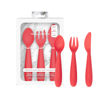 Picture of ezpz Happy Utensils - 24 Months+ (Coral) - BPA Free Toddler Utensils - Fork, Spoon and Knife for Toddlers and Preschoolers - Kids Utensils for Self-Feeding Development