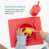 Picture of ezpz Happy Utensils - 24 Months+ (Coral) - BPA Free Toddler Utensils - Fork, Spoon and Knife for Toddlers and Preschoolers - Kids Utensils for Self-Feeding Development
