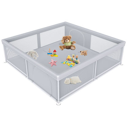 Picture of Extra Large Baby Playpen 79×79 Inch, Playpen with 2 Zipper Door for Babies and Toddlers, Baby Play Pen Pin Indoor Outdoor Baby Play Fence