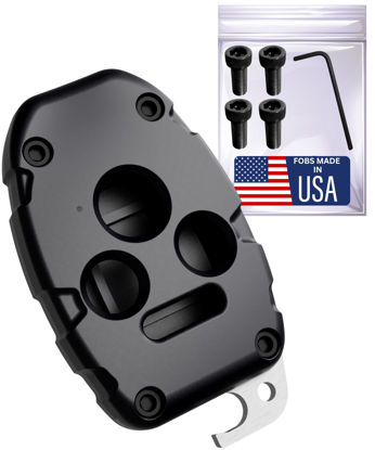 Picture of Cutting NOT Required for Honda Key Fob Cover Shell Made in USA for Accord 2003-2012, Civic 2006-2013, CR-V 2005-2013, Pilot 2009-2015 - Custom Fit - Better Than OEM Key Case (Black, 4 Button)