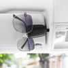 Picture of SINGARO Sunglasses Holder for Car, Leather Magnetic Buckle Sun Visor Sunglass Clip, Ticket Card Storage Glasses Clip, Car Interior Accessories for Men and Women（Black）