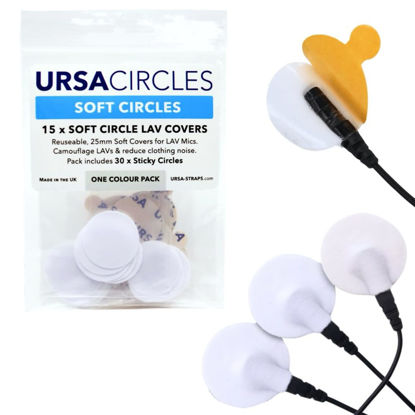Picture of URSA Soft Circles: Reusable Soft Covers That Provide a Shield Against the Wind and Camouflage for Lavalier Mics. (15x Soft Circles + 30x Stickies, White)