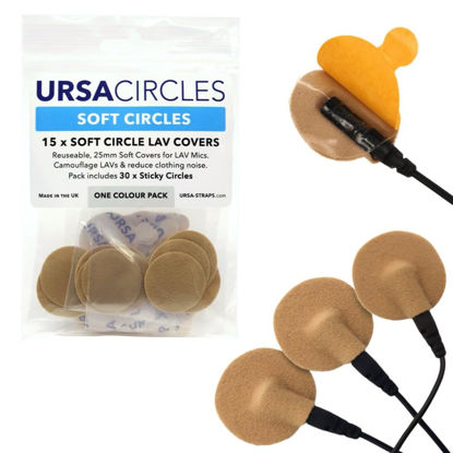 Picture of URSA Soft Circles: Reusable Soft Covers That Provide a Shield Against The Wind and Camouflage for Lavalier Mics. (15x Soft Circles + 30x Stickies, Beige)