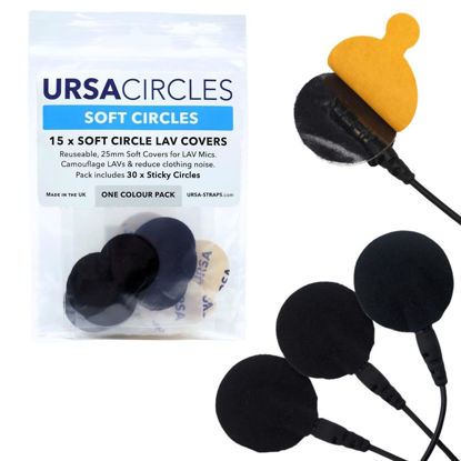 Picture of URSA Soft Circles: Reusable Soft Covers That Provide a Shield Against the Wind and Camouflage for Lavalier Mics (15x Soft Circles + 30x Stickies, Black)