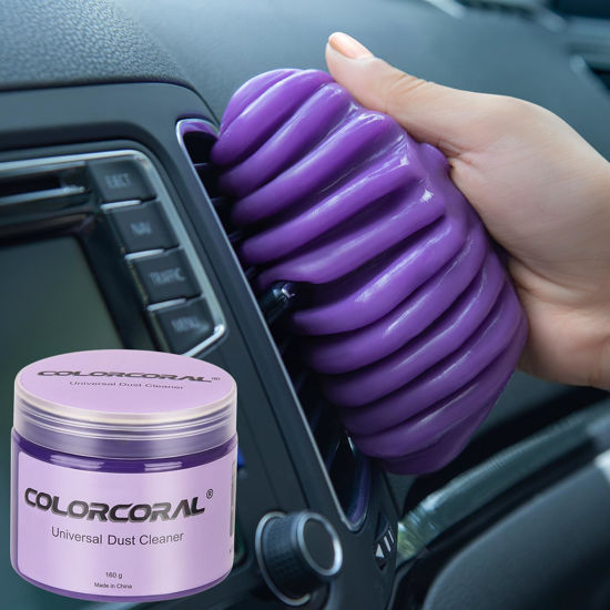 Picture of COLORCORAL Cleaning Gel for Car Universal Gel Cleaner Auto Detailing Car Vent Keyboard Cleaning Putty Car Interior Cleaner Dashboard Dust Remover Putty Auto Duster Cleaning Kit 160G - Purple