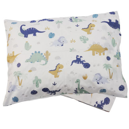 Picture of Toddler Pillow with Pillowcase - Baby Pillows for Sleeping, 13" x 18" Soft Breathable Kids Pillow for Crib, Toddler Bed, Travel, Organic Cotton, Machine Washable, Small Pillow for Kids, Dinosaur