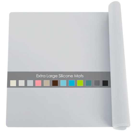 Picture of Extra Large Silicone Mat, Food-Grade Flexible Silicone Table Mats for Kids Non-Slip Placemat Waterproof Heat Insulation Countertop Protector Pastry Mat Silicone Pad, 27.6''x19.7'' Gray, 1Pcs