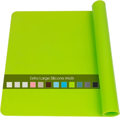 Picture of Extra Large Silicone Mat, Kitchen Counter Mat Placemats for Kids Silicone Mats for Countertop, Nonstick Silicone Table Mat for Baking Pastry Crafts Heat-Resistant Silicone Pad, 27.6'' x 19.7'', Green
