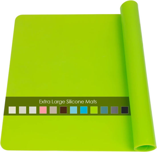 Picture of Extra Large Silicone Mat, Kitchen Counter Mat Placemats for Kids Silicone Mats for Countertop, Nonstick Silicone Table Mat for Baking Pastry Crafts Heat-Resistant Silicone Pad, 27.6'' x 19.7'', Green