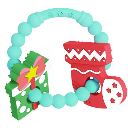 Picture of Christmas Baby Teething Ring Toys - Christmas Gift & Stocking Teethers for Newborns, Infants & Toddlers - Sensory Chew Bracelet for Teething Relief - Perfect Baby’s First Christmas Stocking Stuffers