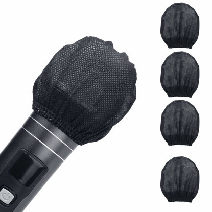 Picture of Microphone Cover 200pcs (100 pairs) Microphone Covers Disposable Individually Wrapped Mic Cover For Sanitary Mic Covers Disposable For Mic Microphone Windscreen & Pop Filters Black (200 pack- Black)