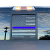 Picture of Zxiaochun Rear Middle Window American Flag Decal for Ford F150 F250 F350 2004-2014 Back Center Sliding Window Glass USA Flag Vinyl Sticker(Thin Blue Line)