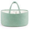Picture of Maliton Diaper Caddy Organizer for Baby, Portable Diaper Storage Organizer for Changing Table and Car, Cotton Rope Nursery Storage Bin Basket for Baby Shower, Newborn Essentials Must Haves - Green