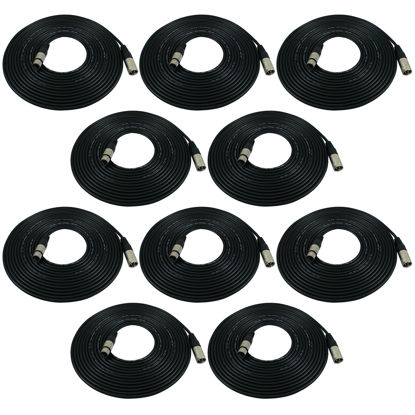 Picture of GLS Audio 25ft Mic Cable Patch Cords - XLR Male to XLR Female Black Microphone Cables - 25' Balanced Mike Snake Cord - 10 PACK