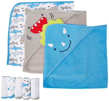Picture of Simple Joys by Carter's Baby 8-Piece Towel and Washcloth Set, Shark/Dinasaur, One Size