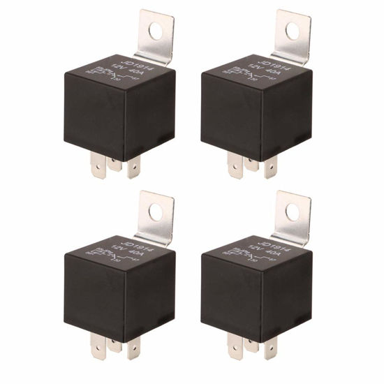 Picture of Gebildet 12V/40A SPDT Standard Auto Relay 5 pin Car Heavy Duty Switches & Starters, Used for Motor Automobile, with Black Waterproof Transparent Case (Pack of 4)
