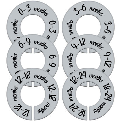 Picture of Pro Goleem Baby Closet Dividers Gray Baby Closet Organizer for Nursery Baby Clothes Size Age Dividers Fits 1.5" Rod 6 PCS