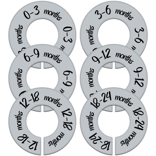 Picture of Pro Goleem Baby Closet Dividers Gray Baby Closet Organizer for Nursery Baby Clothes Size Age Dividers Fits 1.5" Rod 6 PCS