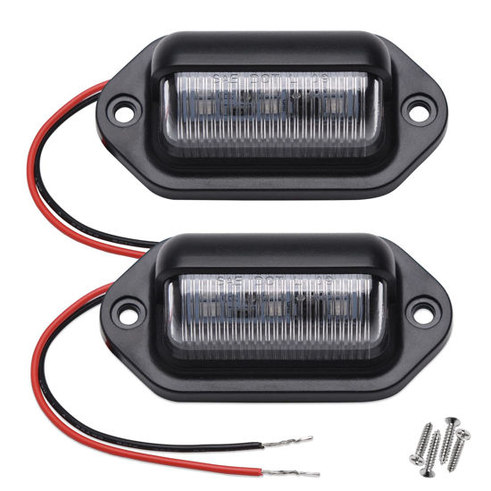 Picture of 2PCS Red LED License Plate Light, 12V-24V DC Waterproof 6-SMD License Plate Lamp Taillight, Universal for Truck SUV Trailer Van RV Boats as Step Courtesy Light, Dome/Cargo Lights or Under Hood Lights