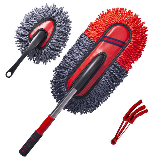 Picture of Soft Microfiber Car Duster Exterior Scratch Free Multipurpose Duster with Extendable Handle Duster for Car, Truck, SUV, RV and Motorcycle
