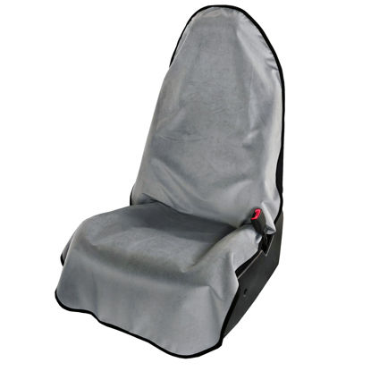 Picture of Leader Accessories Grey Car Seat Cover Front Seats Protector for Gym Workout,Running,Swimming,Beach and Hiking,Waterproof Velvet Bucket Seat Cover for Car Trucks SUV Jeep