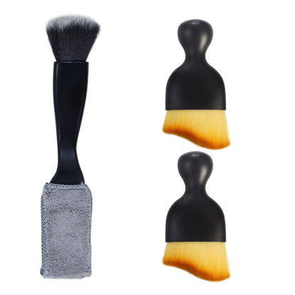 Picture of Yungeln 3 PCS Car Interior Dust Brush,Car Detailing Brush,Car Dash Cleaning Soft Brush,Universal Car Interior Crevice Brush for Cleaning Panels,Air Vent,Leather,Computer