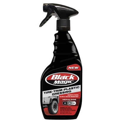 Picture of Black Magic 120230 Tire Trim Plastic Dressing, Medium Shine, Streak-Free, Water Resistant & Non-Greasy Formula for Tires, Trim & Plastic, Lasts Up to 2 Weeks - 16 Fl Oz
