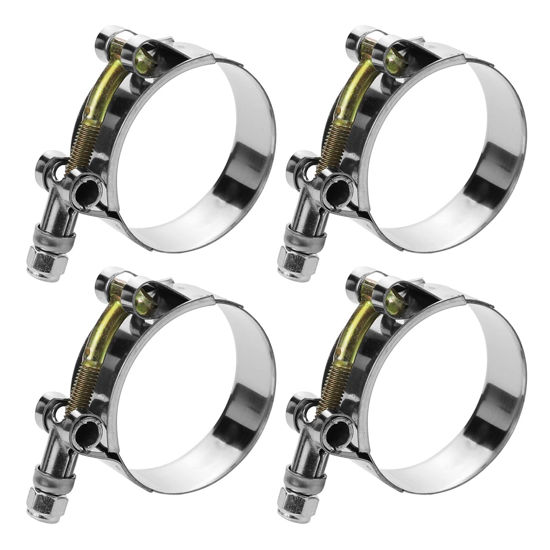 Picture of WYSIWYKA 4 Pack 0.75" T-Bolt Hose Clamps, 304 Stainless Steel Turbo Intake Clamp, Working Range 28mm-34mm for 0.75" Hose ID